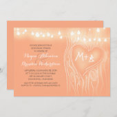 Perzik Lights Tree Romantische repetitie diner Kaart (Voorkant / Achterkant)