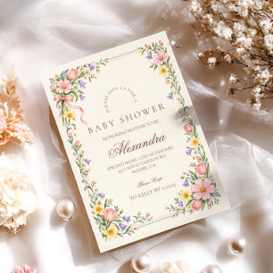 Perzik Lila Baby in Bloom Baby Shower Kaart