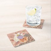 Perzik Lila Bloemen Wedding Kartonnen Onderzetters (Insitu)