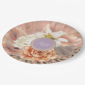 Perzik Lila Bloemen Wedding Papieren Bordje (Gekanteld)