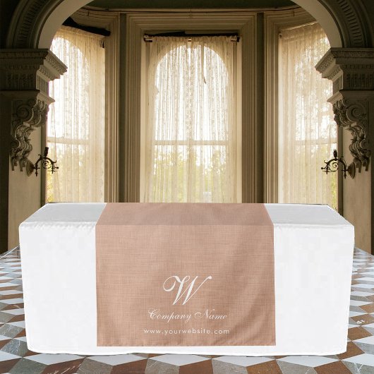Perzik Linen Zakelijke Tafel Runner Banner Script Wandkleed