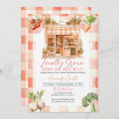 Perzik lokaal geteeld Fresh Market Baby shower Kaart (Voorkant / Achterkant)