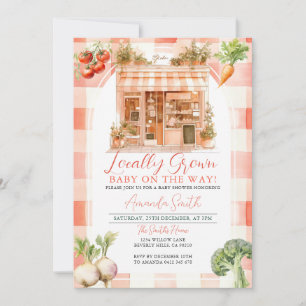 Perzik lokaal geteeld Fresh Market Baby shower Kaart