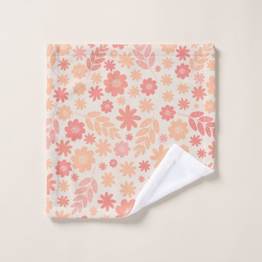 Perzik Luchtig Wildflower Meadow Patroon Bad Handdoek (Wasdoekje)