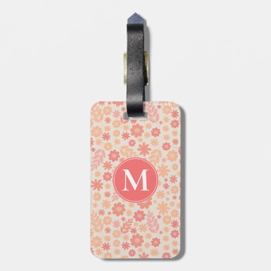 Perzik Luchtig Wildflower Meadow Patroon Bagagelabel (Achterkant verticaal)