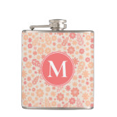 Perzik Luchtig Wildflower Meadow Patroon Heupfles (Voorkant)