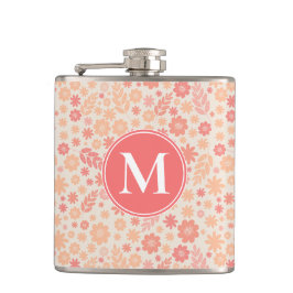 Perzik Luchtig Wildflower Meadow Patroon Heupfles