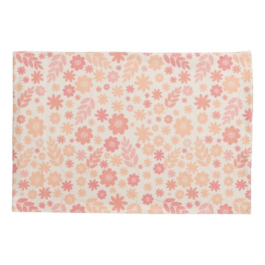 Perzik Luchtig Wildflower Meadow Patroon Kussensloop (Achterkant)