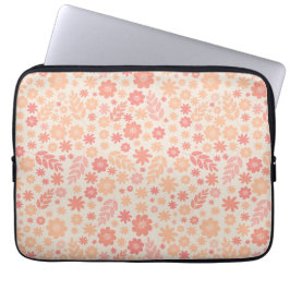 Perzik Luchtig Wildflower Meadow Patroon Laptop Sleeve