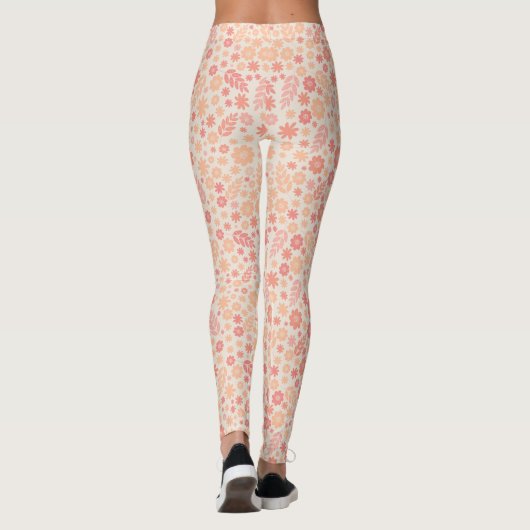 Perzik Luchtig Wildflower Meadow Patroon Leggings (Achterkant)