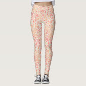 Perzik Luchtig Wildflower Meadow Patroon Leggings (Voorkant)
