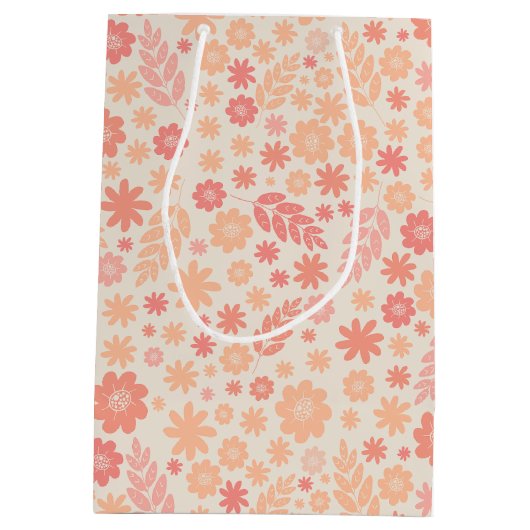 Perzik Luchtig Wildflower Meadow Patroon Medium Cadeauzakje (Achterkant)