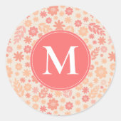 Perzik Luchtig Wildflower Meadow Patroon Ronde Sticker (Voorkant)