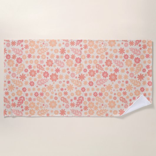 Perzik Luchtig Wildflower Meadow Patroon Strandlaken (Voorkant)