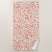 Perzik Luchtig Wildflower Meadow Patroon Strandlaken (Voorkant)