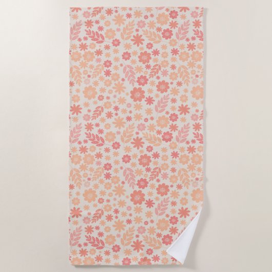 Perzik Luchtig Wildflower Meadow Patroon Strandlaken (Voorkant)