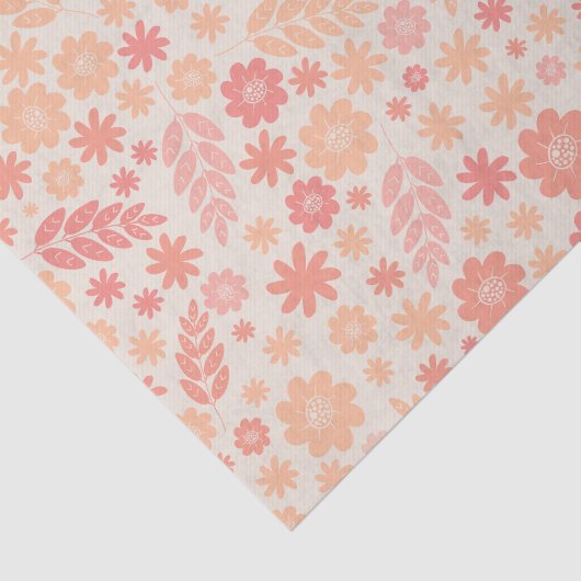 Perzik Luchtig Wildflower Meadow Patroon Tissuepapier (Detail)