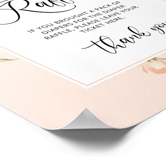 Perzik luier loterij baby shower poster (Hoek)