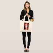 Perzik Maagd Maria Beeld Grote Tote Bag (Voorkant (model))
