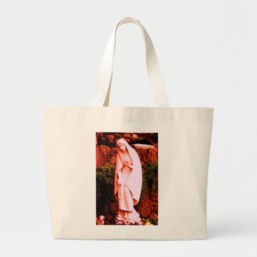 Perzik Maagd Maria Beeld Grote Tote Bag (Voorkant)