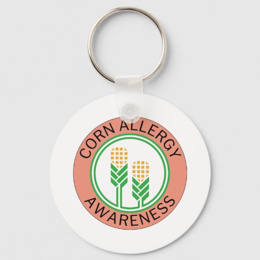 Perzik maïs allergie bewustwording Logo Sleutelhanger (Achterkant)
