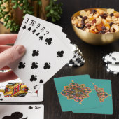 Perzik Mandala met groene achtergrond Pokerkaarten (Insitu)