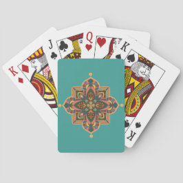 Perzik Mandala met groene achtergrond Pokerkaarten