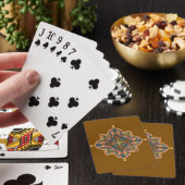 Perzik Mandala op Bruine Speelkaarten (Insitu)