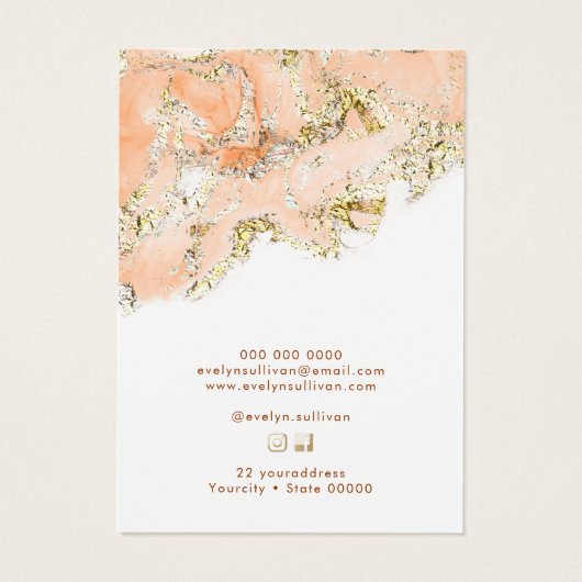 Perzik marmer ketting display kaart (Achterkant)