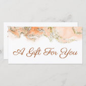 Perzik marmerend ontwerp cadeaubon (Voorkant / Achterkant)