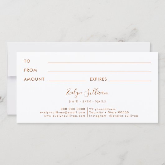 Perzik marmerend ontwerp cadeaubon (Achterkant)