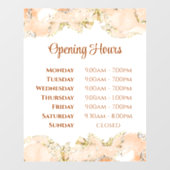 Perzik marmerend ontwerp openingstijden venster cl raamsticker (Vel)