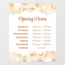 Perzik marmerend ontwerp openingstijden venster cl raamsticker