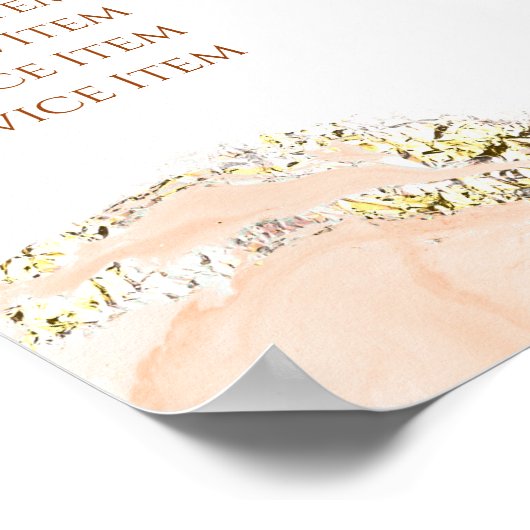 Perzik Marmering Design prijslijst Poster (Hoek)