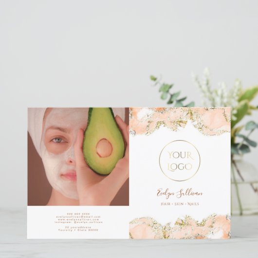 perzik marmering ontwerp bifold brochure (Staand voorkant)