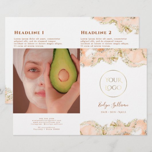 perzik marmering ontwerp vouwfolder (Voorkant / Achterkant)