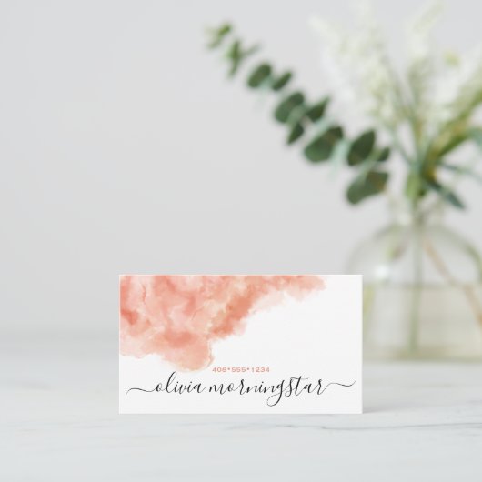 Perzik Meloen Waterverf Vlekkerig  Visitekaartje (Staand voorkant)