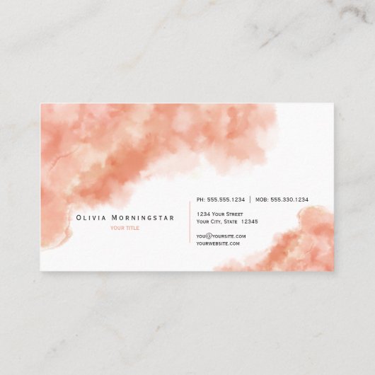 Perzik Meloen Waterverf Vlekkerig  Visitekaartje (Achterkant)