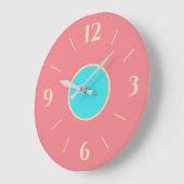 Perzik met Aqua Center en Lemon No's Wall Clock Grote Klok (Hoek)