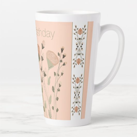 Perzik met bloemen latte mok (Rechts)