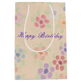 Perzik met bloemenprint medium cadeauzakje (Voorkant)