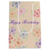 Perzik met bloemenprint medium cadeauzakje (Achterkant)