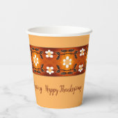 Perzik met bloemmotief accent papieren bekers (Achterkant)