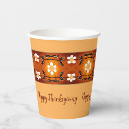 Perzik met bloemmotief accent papieren bekers
