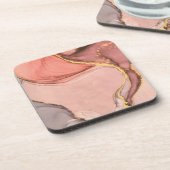 Perzik met gouden geode bier onderzetter (Linkerzijde)