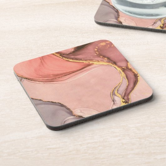 Perzik met gouden geode bier onderzetter (Linkerzijde)