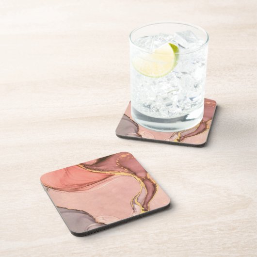 Perzik met gouden geode bier onderzetter (Rechterzijde)