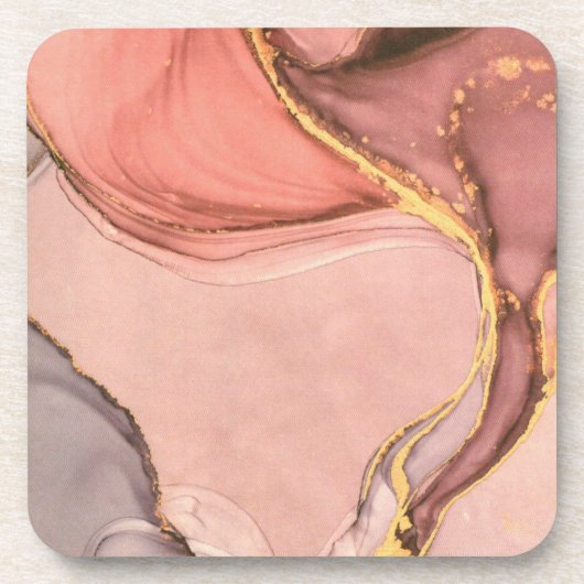 Perzik met gouden geode bier onderzetter (Voorkant)