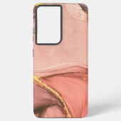 Perzik met gouden geode samsung galaxy hoesje (Achterkant)