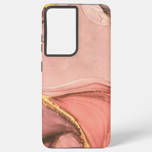 Perzik met gouden geode samsung galaxy hoesje (Achterkant)
